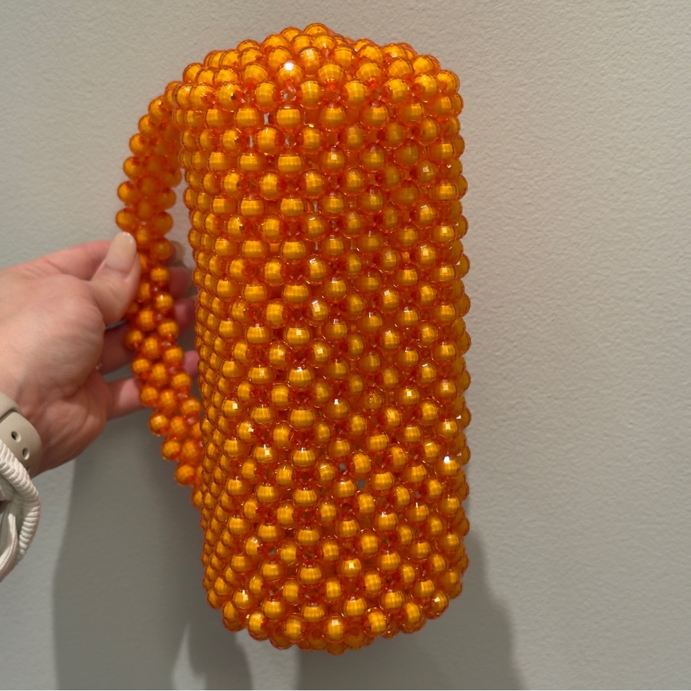 Perade Aniya Handcrafted In Nigeria Orange Glass Beaded Handbag - Picture 8 of 12
